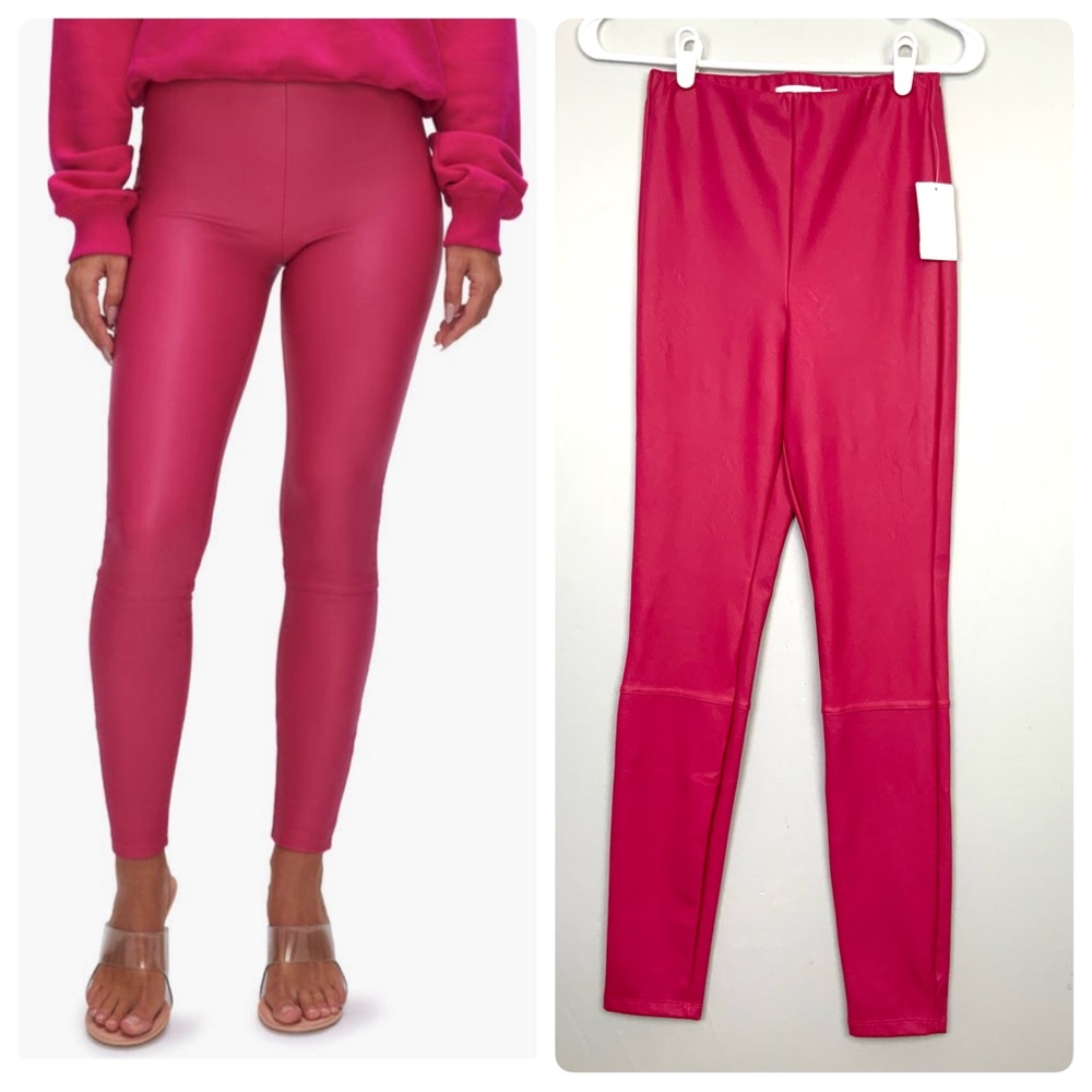 NWT Good American Sz‎ Small Better Than Faux Leather Leggings Pink Love Potion